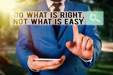 Neyin Doğru Olduğunu Gösteren Metin Işareti Kolay Değil. Kavramsal fotoğraf doğru olanı savunmaya istekli.