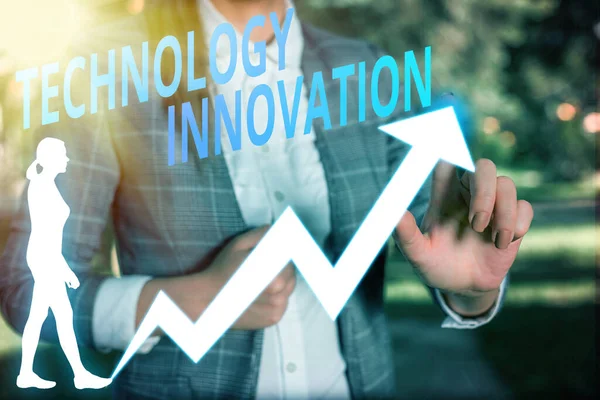 Písemná poznámka ukazující technologickou inovaci. Obchodní foto představující významné technologické změny produktů. — Stock fotografie