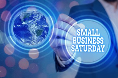 Cumartesi günü Küçük İşletme el yazısı. NASA tarafından desteklenen bu görüntünün cumartesi öğeleri sırasında düzenlenen Amerikan alışveriş tatili kavramı.