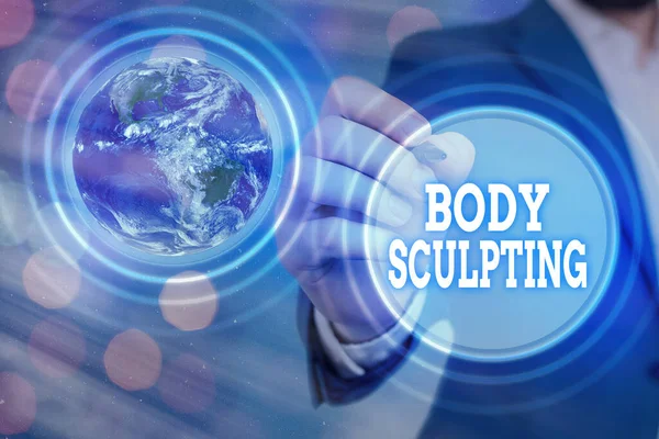 Texte manuscrit Body Sculpting. Concept signifiant que l activité d augmentation du corps s est visible tonus musculaire Éléments de cette image fournis par la NASA . — Photo