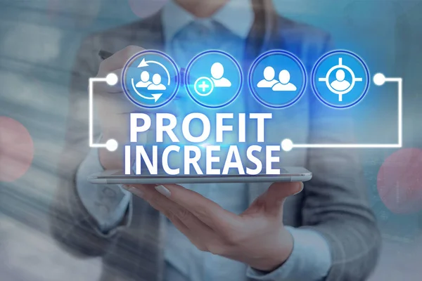 Word writing text Profit Increase. Business concept for the growth in the amount of revenue gained from a business. — Stock Photo, Image