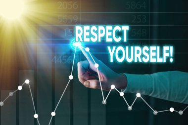 Kendine Saygı'yı gösteren bir metin işareti. İyi ve değerli olduğunuza inanan kavramsal fotoğraf iyi muamele görüyor.