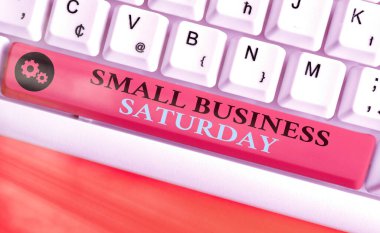 Kelime yazma metin Small Business Cumartesi. Amerikan alışveriş tatili için Iş konsepti Cumartesi günü düzenlenen.