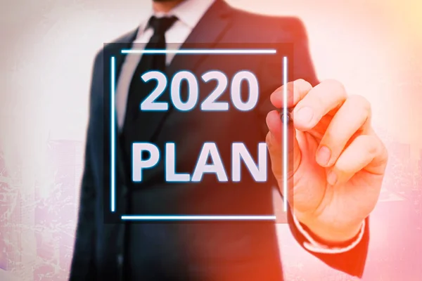 Word scrittura del testo 2020 Piano. Concetto di business per la definizione dei vostri obiettivi e piani per l'anno in corso o nel 2020 . — Foto Stock