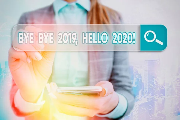 Текстовий знак, що показує Бувай 2020 Привіт 2020 рік. Концептуальна фотографія прощання минулого року і привітання ще одного хорошого . — стокове фото