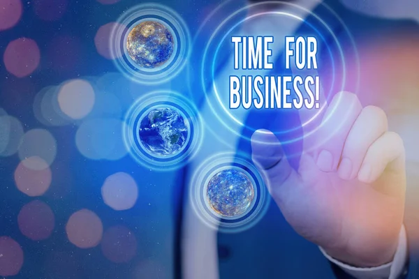 Text sign showing Time For Business. Conceptual photo fulfil transactions within period promised to client Elements of this image furnished by NASA. — Stockfoto