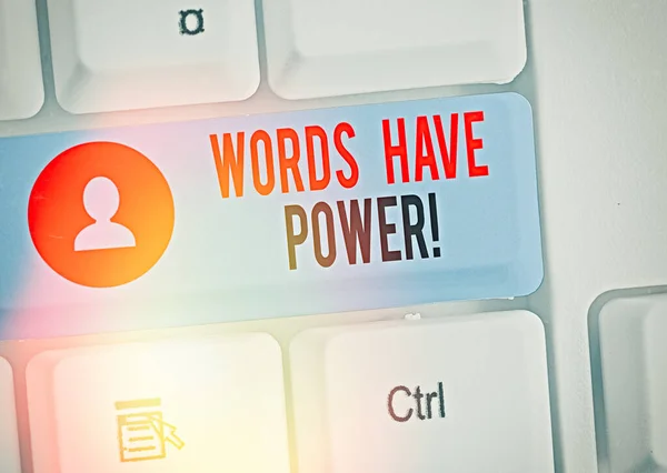 Texto para escrita de palavras Words Have Power. Conceito de negócio para como eles têm a capacidade de ajudar a curar machucar ou prejudicar alguém . — Fotografia de Stock