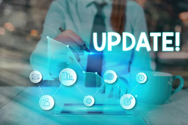 Tekstbord met update. Conceptuele foto maken iets moderner of up-to-date zoals software programma 's. — Stockfoto