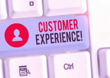 Kelime yazma Müşteri Deneyimi. Organizasyon ve alıcı arasındaki etkileşimin ürünü için iş konsepti.