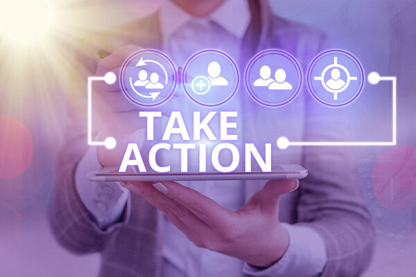 Текст для написания слов Take Action. Бизнес-концепция для того, чтобы что-то делать или действовать для получения конкретного результата
.