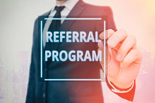 Woord schrijven tekst Referral Program. Business concept voor werknemers worden beloond voor de invoering van geschikte rekruten. — Stockfoto