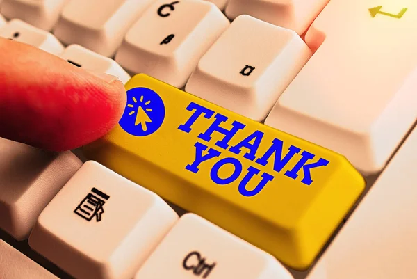 Handwriting text Thank You. Concept meaning a polite expression used when acknowledging a gift or service. — Stock Photo, Image