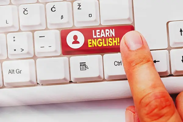 Escritura manual conceptual que muestra Aprende inglés. Foto de negocios mostrando ganancia adquieren conocimiento en nuevo idioma por estudio . — Foto de Stock