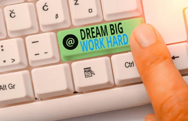 Word writing text Dream Big Work Hard. Business concept for Believe in yourself and follow the dreams and goals.