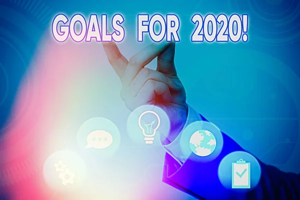 Word writing text Goals For 2020. Επιχειρηματική ιδέα για αντικείμενο επίδειξης φιλοδοξίας ή στόχου προσπάθειας ή επιθυμητού αποτελέσματος. — Φωτογραφία Αρχείου