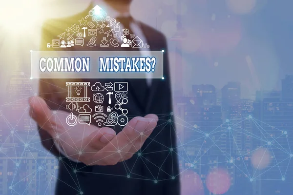 Word writing text Common Mistakes Question. Business concept for repeat act or judgement misguided making something wrong. — Stock Photo, Image