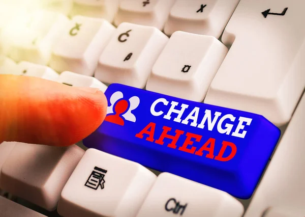 Text sign showing Change Ahead. Conceptual photo to replace with or exchange for another Become different. — Stock Photo, Image