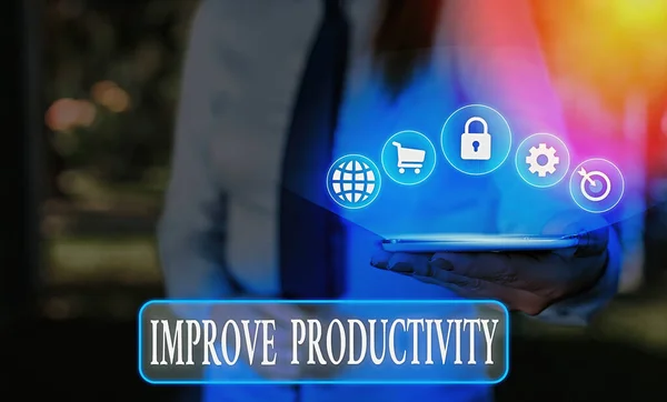 Texte d'écriture Word Améliorer la productivité. Concept d'entreprise pour augmenter l'efficacité de la machine et du processus . — Photo
