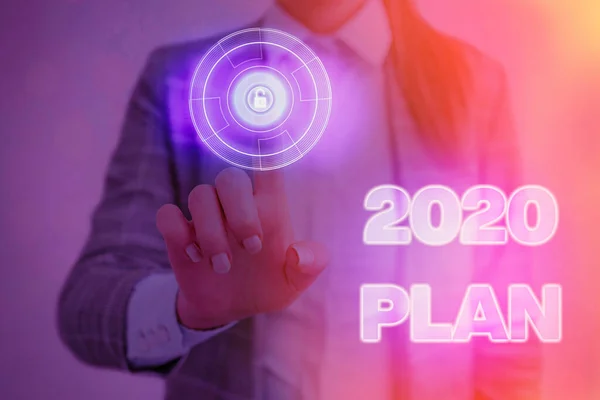 2020 Planı 'nı gösteren not yazıyorum. Mevcut yıl veya 2020 yılındaki hedeflerinizi ve planlarınızı belirleyen iş fotoğrafı sergisi. — Stok fotoğraf