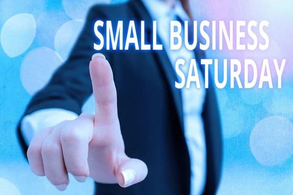 Schreiben Notiz zeigt kleine Unternehmen samstags. Business-Foto zeigt amerikanische Shopping-Feiertage am Samstag. — Stockfoto