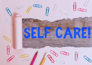 Conceptual hand writing showing Self Care. Business photo text practice of taking action preserve or improve ones own health.