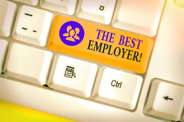 Text skylt som visar den bästa arbetsgivaren. Konceptuell foto skapad arbetsplats visar känna hörd och bemyndigad. — Stockfoto