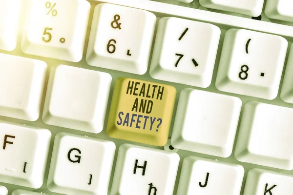 A szöveg egészségvédelmi és biztonsági jelzést mutat. A munkahelyi balesetek megelőzésére szolgáló koncepcionális fotózási eljárások. — Stock Fotó