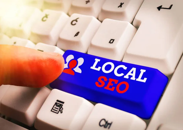 Text sign showing Local Seo. Conceptual photo helps businesses promote products and services to local customers. — Stock Photo, Image