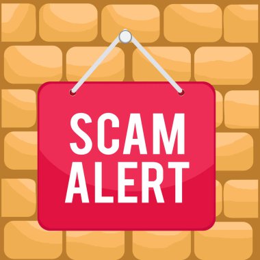 El yazısı mesaj dolandırıcılığı alarmı. Düzen ya da dolandırıcılık uyarısı hakkında birini uyarmak anlamına gelen kavram boş pano boş alanı hatırlatan olağandışı bir not arkaplan dikdörtgenini ekler.