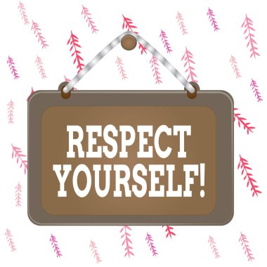 El yazısı yazısına saygı duy. Kavram, size iyi davranılmasına ve iyi davranılmasına inandığınız anlamına gelir Sabit çivi çerçeve çizgili çizgili arka plan dikdörtgen panel.