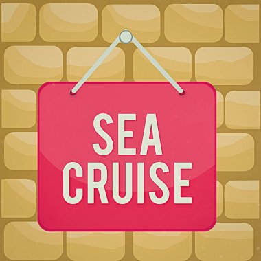 El yazısı Deniz Gezisi. Konsept, zevk için gemi ya da tekne seyahati anlamına gelir ya da bir tatil olarak Renkli hatırlatma boş tahta boş boşluk arkaplan dikdörtgeni ekleyin.