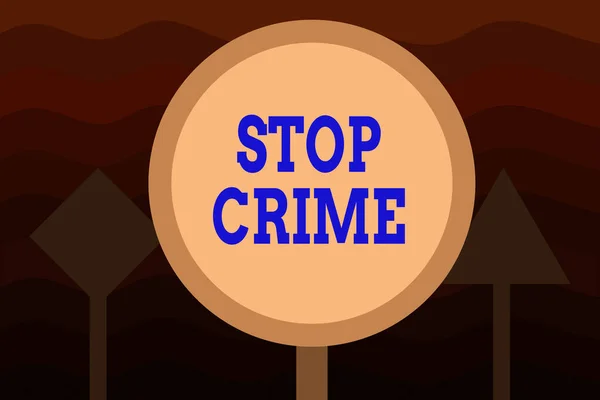 Handwriting text Stop Crime. Concept meaning the effort or attempt to reduce and deter crime and criminals Three Blank Safety Road signs One lighted and two dark Street Signage. — Stock Photo, Image