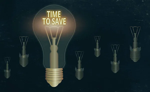 Manuscrito texto escrevendo Time To Save. Conceito que significa fazer algo de forma mais eficiente que menos tempo é necessário . — Fotografia de Stock