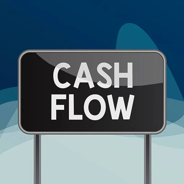 Writing note showing Cash Flow. Business photo showcasing Movement of the money in and out affecting the liquidity Metallic pole empty panel plank colorful backgound attached. — Stock Photo, Image