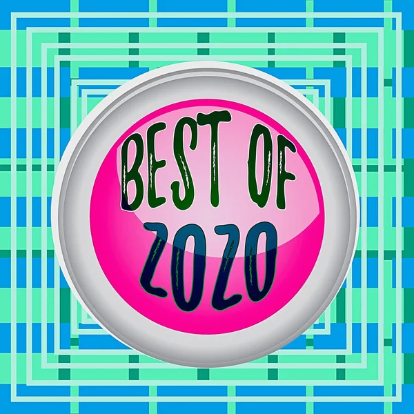 Signo de texto que muestra Best Of 2020. Foto conceptual grandes y maravillosas cosas y eventos sucedieron en 2020 botón círculo esfera de color interruptor centro fondo redondo medio en forma de . —  Fotos de Stock