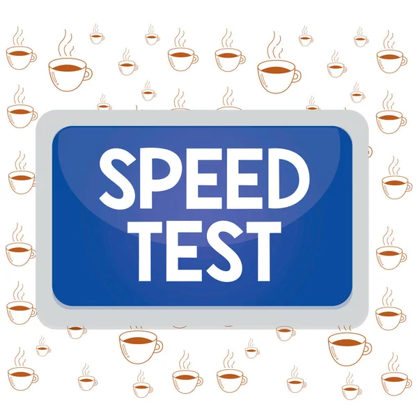 Writing note showing Speed Test. Business photo showcasing psychological test for the maximum speed of performing a task Board rectangle white frame empty blank space fixed color surface plank. — Stock Photo, Image