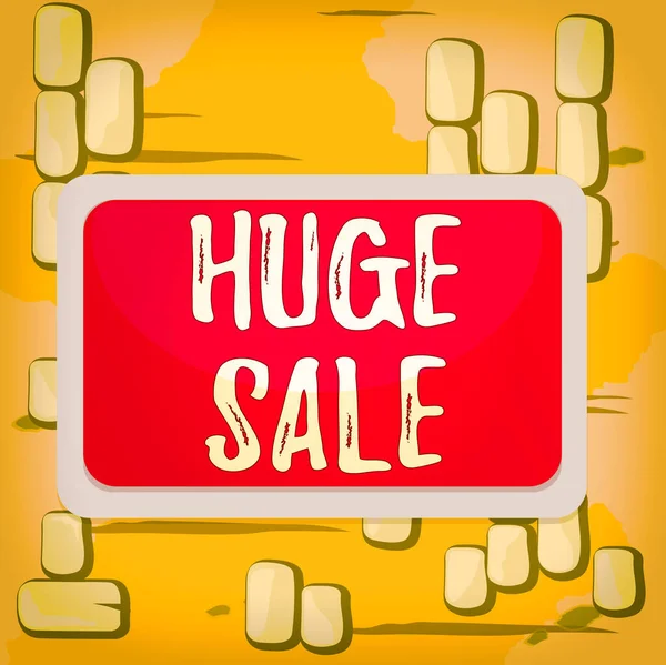 Word writing text Huge Sale. Business concept for putting products on high discount Great price Black Friday Board rectangle white frame empty blank space fixed color surface plank.