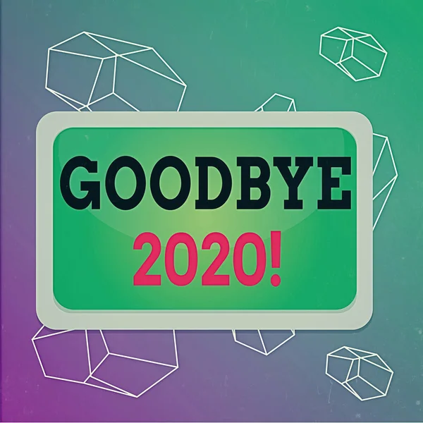 Word writing text Good Bye 2020. Business concept for express good wishes when parting or at the end of last year Board rectangle white frame empty blank space fixed color surface plank. — Stock Photo, Image