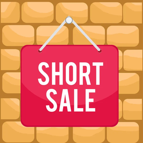 Handwriting text Short Sale. Concept meaning Home that is offered at a price that is less than the amount owed Colored memo reminder empty board blank space attach background rectangle.