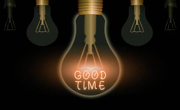 Texto de escrita de palavras Good Time. Conceito de negócio para o momento certo para fazer algo ou para algo acontecer . — Fotografia de Stock