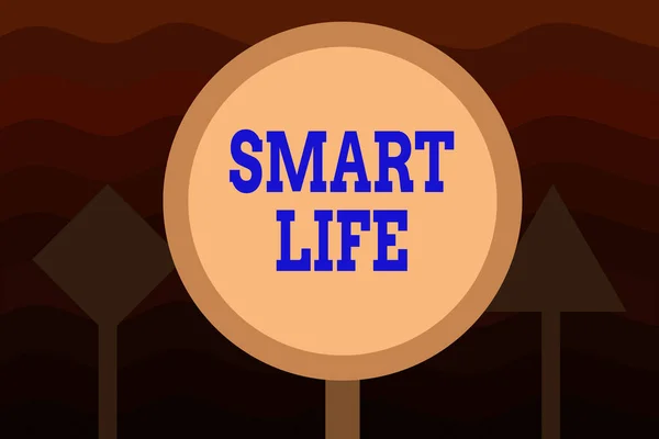 Handwriting text Smart Life. Concept meaning approach conceptualized from a frame of prevention and lifestyles Three Blank Safety Road signs One lighted and two dark Street Signage.