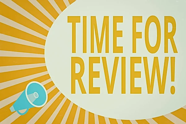 Texte Word Time For Review. Concept d'entreprise pour l'examen d'un système ou d'une situation lors de son examen formel Megaphone Make Voice Louder Loudspeaker Handheld Amplify Sound System . — Photo