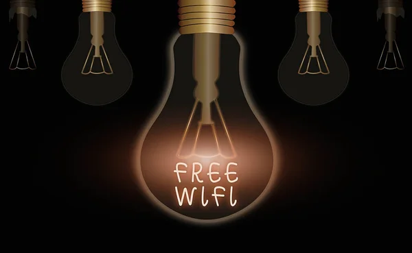 Texto de escritura de palabras Wifi gratuito. Concepto de negocio para permitirle conectarse a Internet en lugares públicos sin pagar . — Foto de Stock