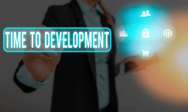 Geliştirme Zamanı 'nı gösteren metin işareti. Bir şirketin büyüdüğü ya da geliştiği zaman aralığında kavramsal fotoğraf.