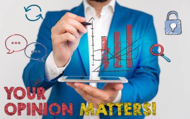 El yazısı metin Your Opinion Matters yazma. Kavram anlamı sadece söylenmiş bir şey ile aynı fikirde olmadığını göstermek.