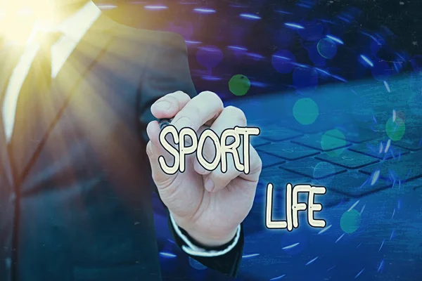 Word κείμενο Γράφοντας Sport Life. Επιχειρηματική ιδέα για Fond of sports ή άλλες υπαίθριες δραστηριότητες. — Φωτογραφία Αρχείου