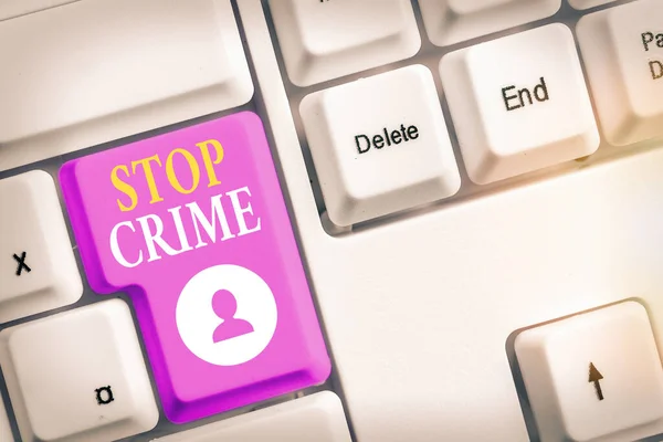 Scrittura di testi a mano Stop Crime. Concetto inteso come sforzo o tentativo di ridurre e scoraggiare la criminalità e i criminali . — Foto Stock