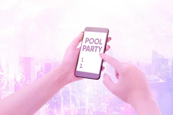 Word writing text Pool Party. Business concept for celebration that includes activitites in a swimming pool. — Stok fotoğraf