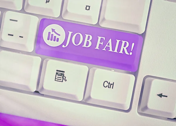 Word writing text job fair. Business-Konzept für Veranstaltungen, bei denen Arbeitgeber Informationen über ihre Unternehmen anbieten. — Stockfoto