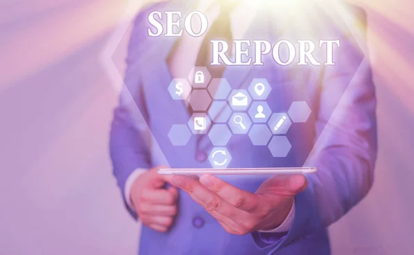 Handwriting text writing Seo Report. Concept meaning notifying on how website is performing in search engine results. — Stockfoto